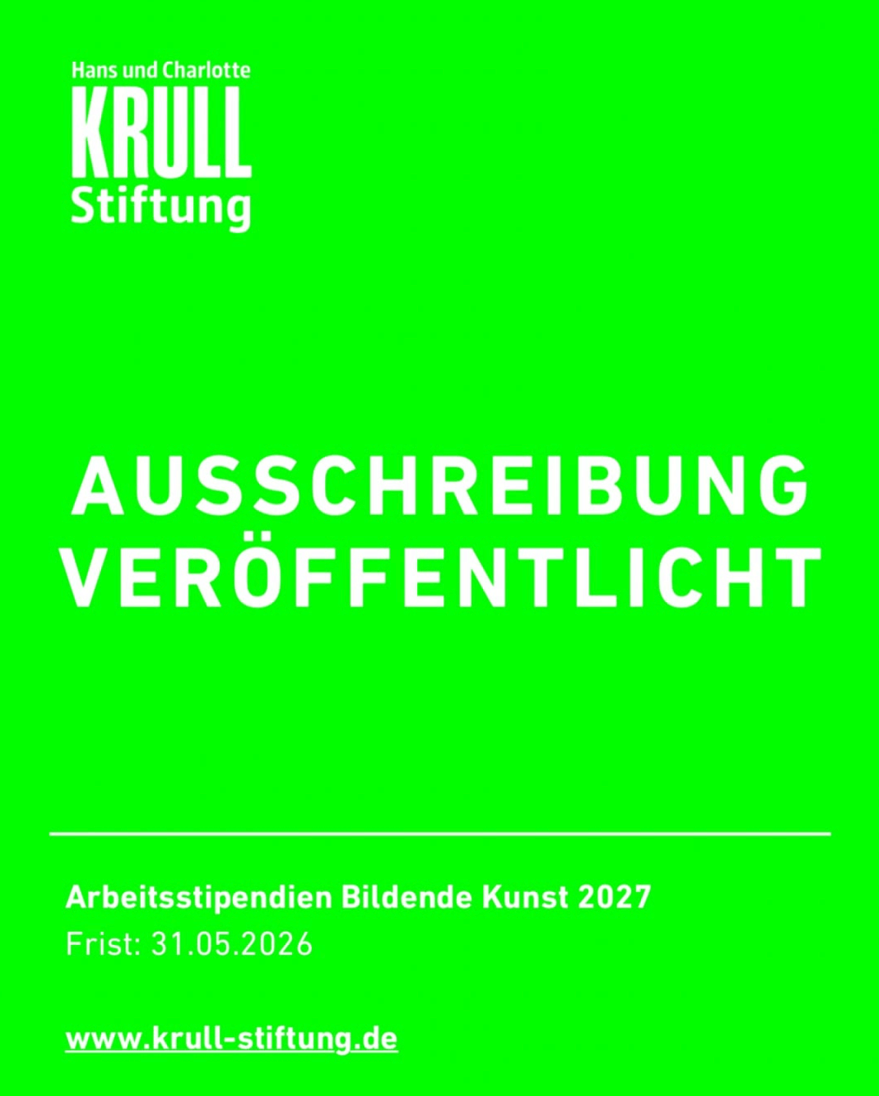 Arbeitsstipendien Bildende Kunst 2027